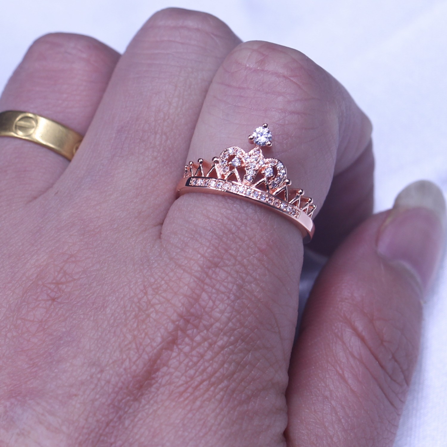 Vecalon 2 colors Crown Jewelry Women ring Cz diamond 925 Sterling silver Party wedding Band ring for women Fashion