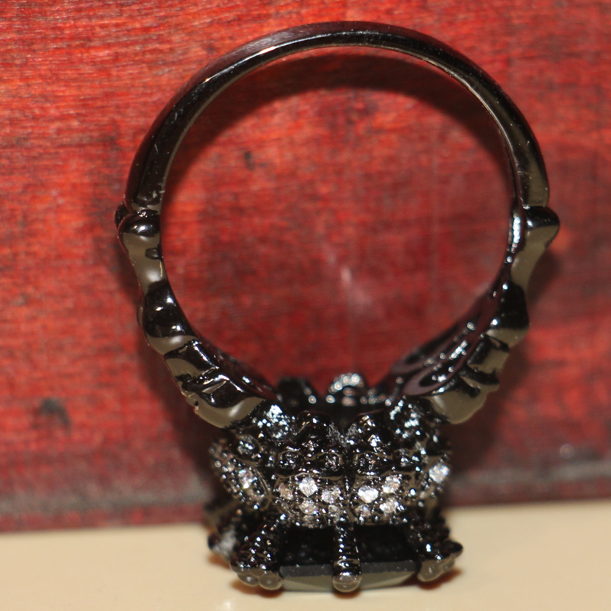 Size 5-11 Vintage Jewelry Professional Wholesale 10KT Black Gold Filled Sapphire CZ Diamond Gemstones Wedding Women Skull Ring for Love Gift