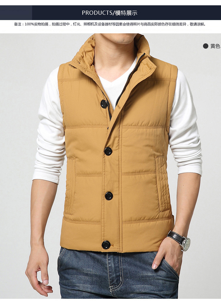 Fall-Zipper & Snap Placket Winter Man Casual Vest Plus Size M-3XL Brand New Pocket Design Mandarin Collar Men Warm Waistcoat