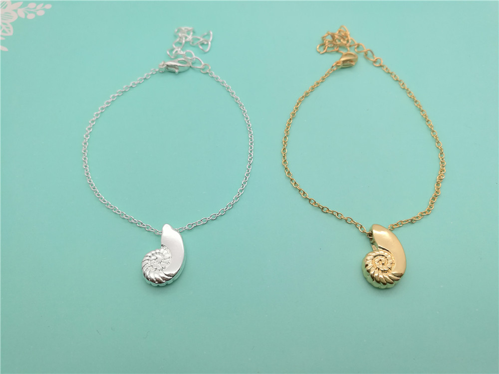 Cute Seashell Charm Bracelet Ariel Voice Shell Spiral Swirl Sea Snail Bracelet Ocean Beach Conch Bracelets Jewelry Gift