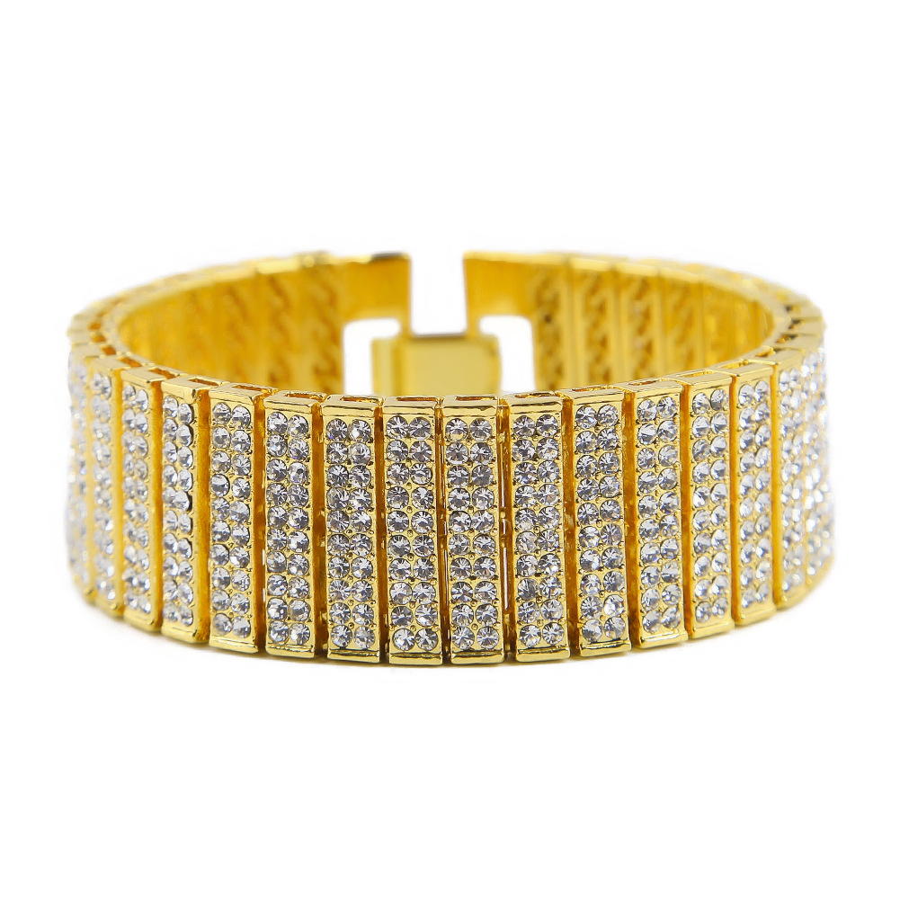 Men Hip Hop Bracelet Iced Out Silver Gold Zinc Alloy Chain Bracelet Simulated Diamond Tennis HipHop Bracelet for Party Gift
Men Hip Hop Bracelet Iced Out Silver Gold Zinc Alloy Chain Bracelet Simulated Diamond Tennis HipHop Bracelet for Party Gift