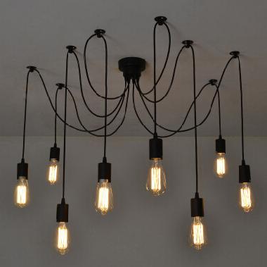 6/8/10/12/14 Lamps Retro Modern Spider Pendant Light Kitchen Lighting Metal Base Material E27 Bulb Base Living Room Lighting