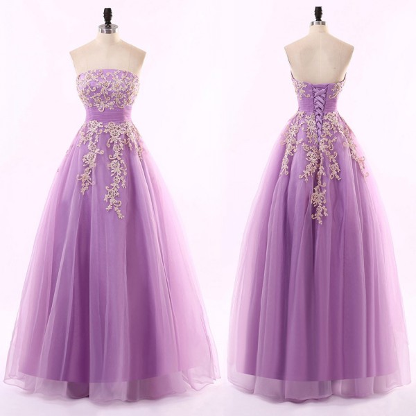 New Arrival Lilac Prom Dress Long Formal Evening Party Gowns Strapless Sleeveless Corset Formal Dress with Beaded Lace Applique Floor Length, Light purple
New Arrival Lilac Prom Dress Long Formal Evening Party Gowns Strapless Sleeveless Corset Formal Dress with Beaded Lace Applique Floor Length, Light purple