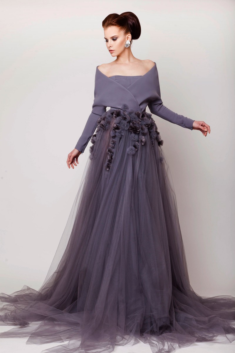 Hot Sale Split Side Prom Dree With Long Sleeve Off Shoulder Evening Gown A E Vetido De Fieta Tulle Formal Dre