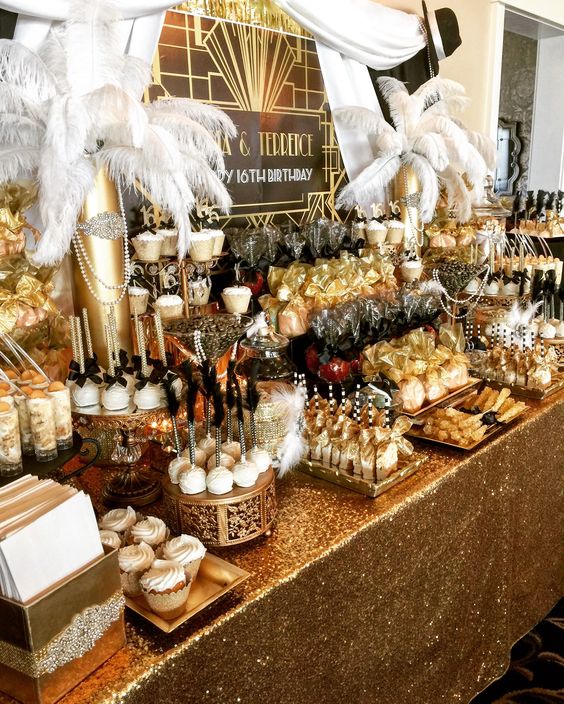 Great Gatsby wedding table cloth custom size round and rectangle Add Sparkle with Sequins wedding cake table idea Masquerade Birthday Party