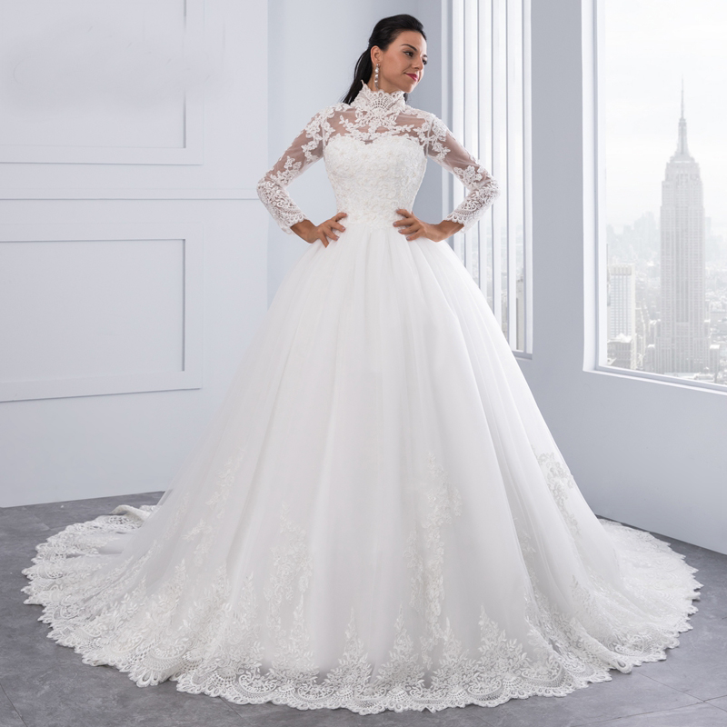 Vestido De Noiva High Neck IIIusion Back Long Sleeve Wedding Dress Lace Ball Gown Wedding Gowns robe de mariage, Same as image
Vestido De Noiva High Neck IIIusion Back Long Sleeve Wedding Dress Lace Ball Gown Wedding Gowns robe de mariage, Same as image