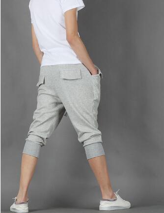 Wholesale- New Mens Harem Capri Casual Sport Athletic Baggy Gym Jogger Joggin Skinny Male Shorts Cotton Polyester Blends Short Pants