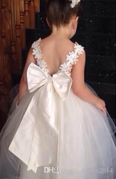 Vintage Lace Flower Girl Dresses 2022 Spaghetti Straps Applique Tulle Corset Backless Birthday Christmas Girls Dress Special Occasion