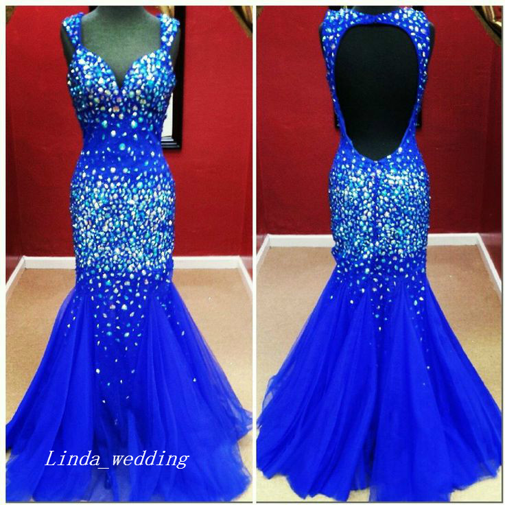 Royal Blue Colour Prom Dress New Real Photo Custom Made Backless Tulle Crystal Beaded Formal Party Gown, Light yellow
Royal Blue Colour Prom Dress New Real Photo Custom Made Backless Tulle Crystal Beaded Formal Party Gown, Light yellow