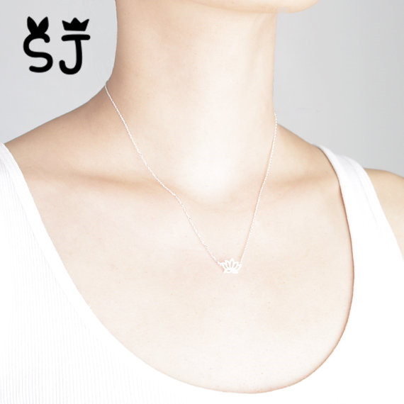 30PCS- N007 Gold Silver Tiny Lotus Necklace Lotus Flower Necklace Petal Bloom Blossom Necklaces Plant Jewelry for lady women