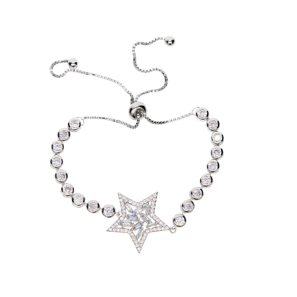 luxury fashion jewelry 2017 new baguette cubic zirconia star charm for christmas gift CZ tennis fashion sparking bracelet