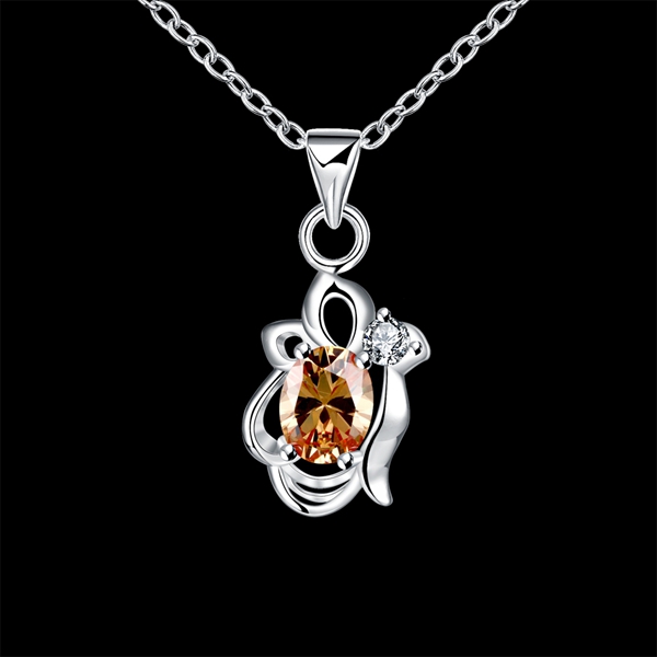 Hot sale fashion flower shape 925 silver Pendant Necklaces STPN067B, best gift white gemstone sterling silver jewelry necklace