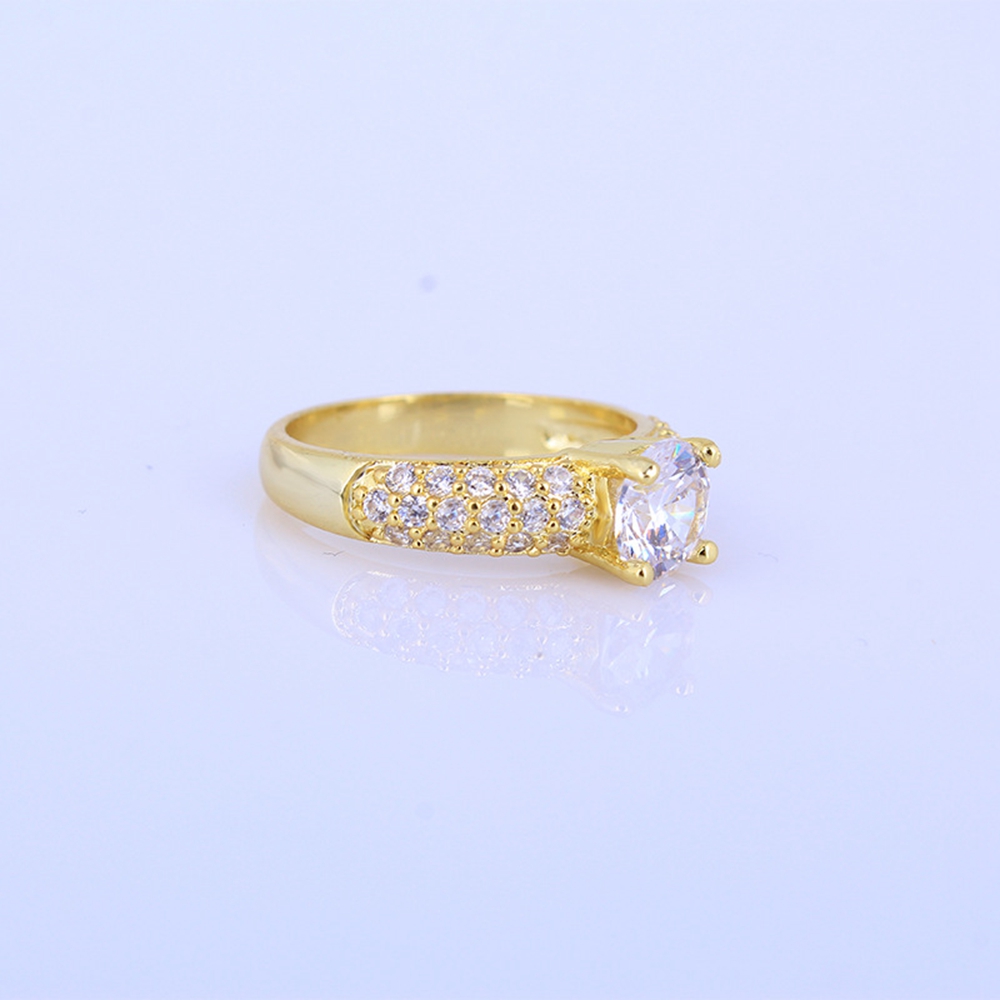 Solitaire Ring Round Cut 18k Yellow Gold Filled Bridal Womens Ring Size 7