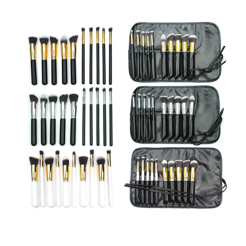 Profession 10Pcs Wooden Handle Synthetic Fiber Precision Kabuki Foundation Cosmetic Tools Makeup Brushes Set in Multicolor Options Drop Ship