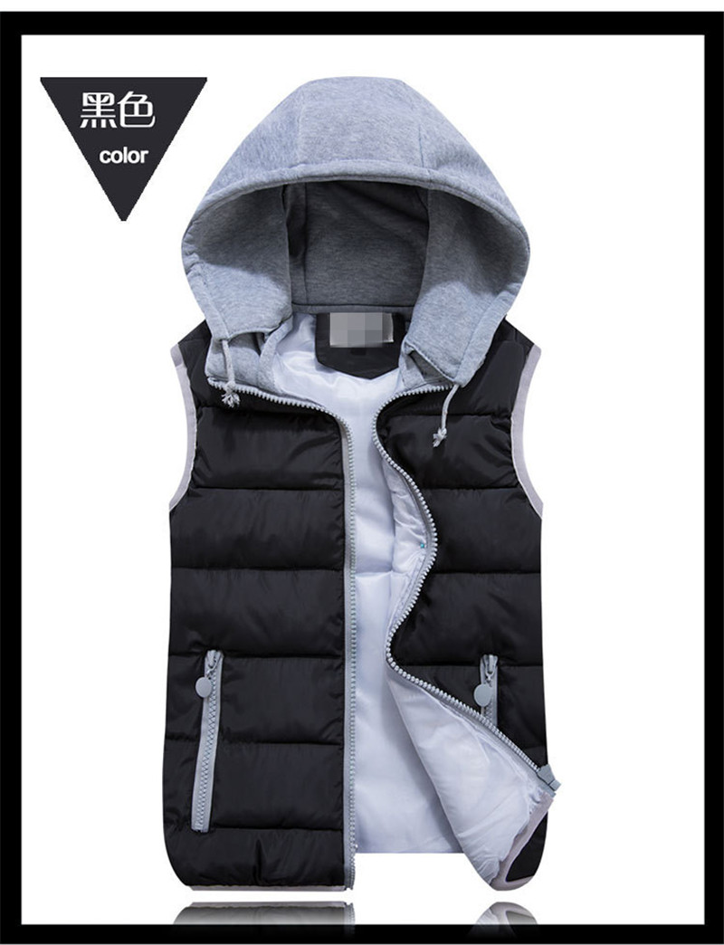 Wholesale-women's cotton collar hooded down vest Removable hat high quality Brand New female winter warm Jacket&Outerwear Thicken