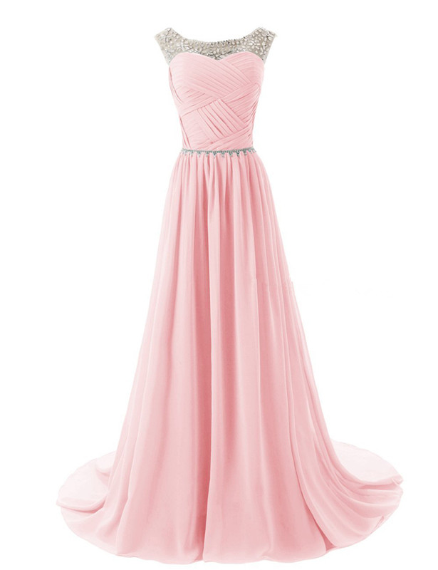 new stock sexy colorful long scoop chiffon formal prom dresses beads pleats floorlength evening party gowns