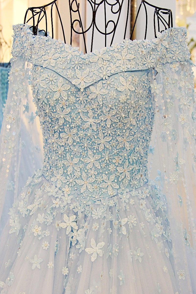 Romantic Hand Made Wers Beaded Sequined Appliques Wedding Dresses Elegant Off Shoulders Sleeves Lace Up Back Long Formal Bridal Gown 329 6660312