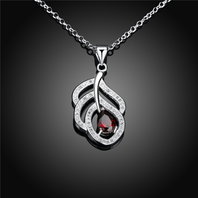 Brand new women's plant shape Pendant Necklace red gemstone sterling silver necklace STSN742,fashion 925 silver necklace factory direct sale