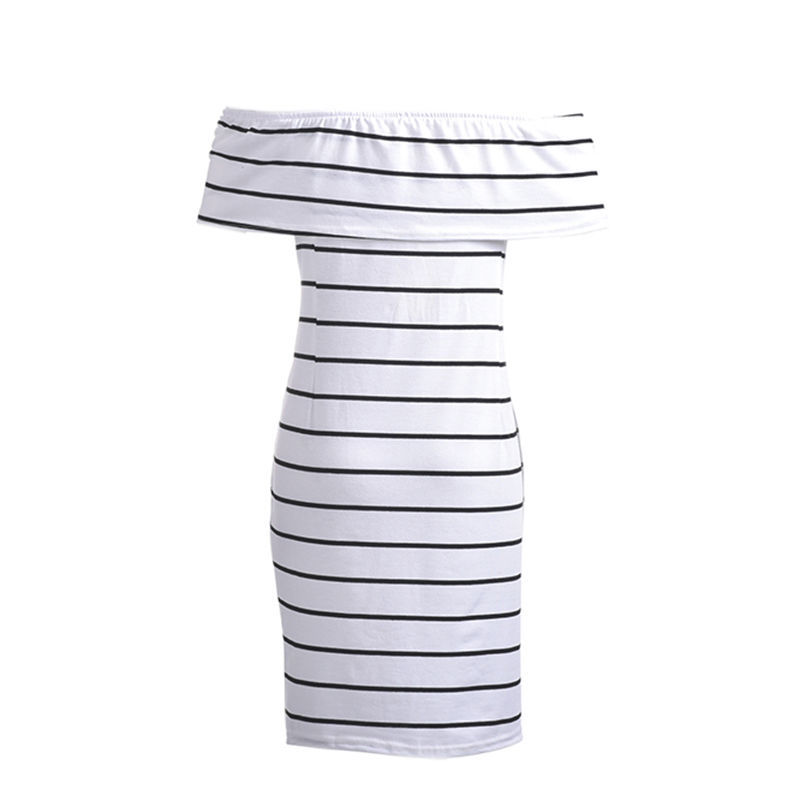 Summer Women Sexy Mini Strapless Bodycon Dress Party Club Striped Print Dress For Women