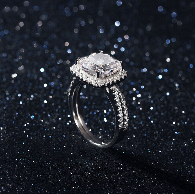 Designer Victoria Wieck Cushion-cut Women Fashion Jewelry 10kt White Gold Filled Simulated Topaz Simulated Diamond Wedding Bridal Ring Set Size 5-11