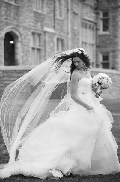 White Ivory Cathedral Length Wedding Veil Pink Champagne Brdial Veil Cut Edge