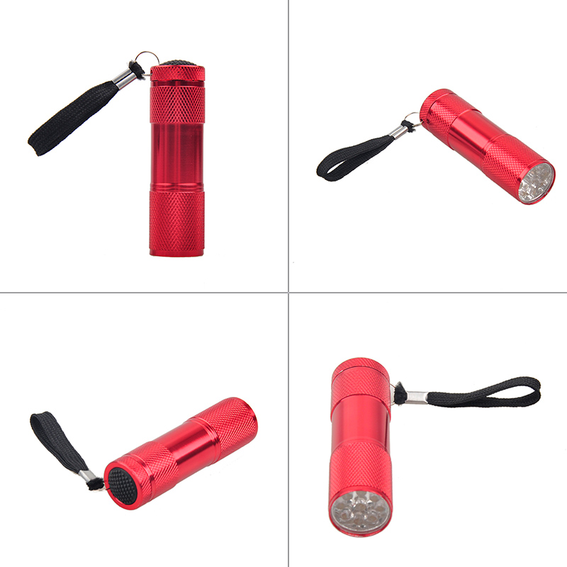 Aluminum Alloy Portable UV Flashlight Violet Light 9 LED 30LM Torch Lamp Mini 4 Color
