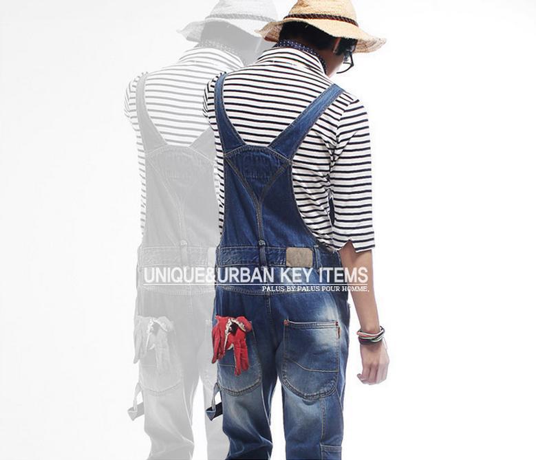 Wholesale-Free shipping plus size Mens Casual Denim Jumpsuit Mens Skinny Jean Overalls Ripped Vintage Bib Pants Male suspenders jeans