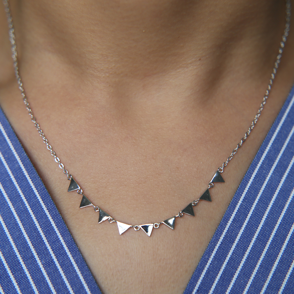 wholesale gold plated jewelry triangle charm 415cm simple delicate chain women geometric fashion necklace