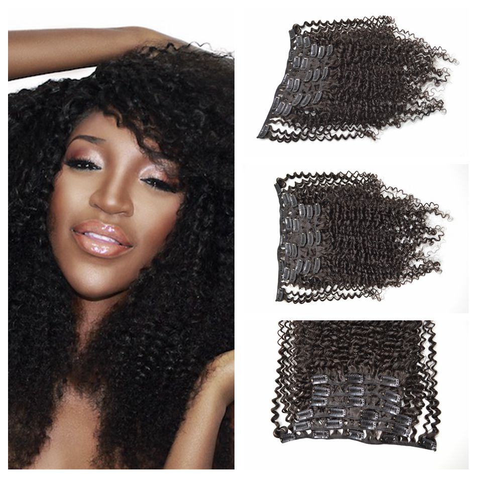 Natural Black clip in extensions afro kinky kurly Brazilian human hair G-EASY clip hair extensions 120g 7pcs/lot Free shipping
Natural Black clip in extensions afro kinky kurly Brazilian human hair G-EASY clip hair extensions 120g 7pcs/lot Free shipping