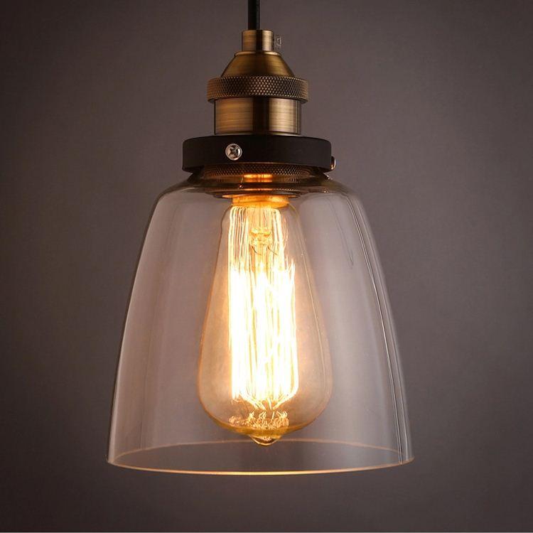 New Vintage Clear Glass Pendant Light Copper Hanging Lamps E27 110/220V Light Bulbs For Home Decor Restaurant Luminarias Abajour Chandelier