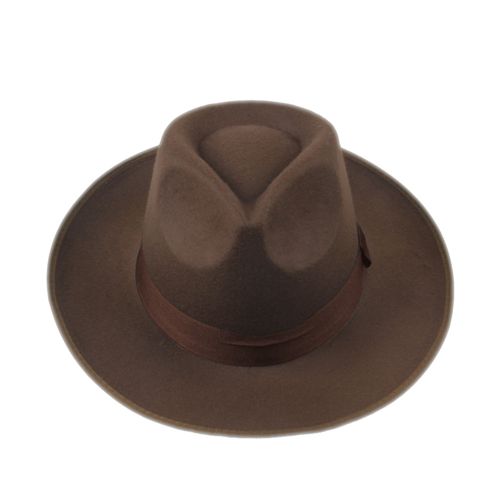 Wholesale-Unisex Men Women felt fedora hat Cappelli Jazz Felt Floppy Ribbon Band Wide Brim Panama Hat elegant gorras hombre Gangster Cap 7