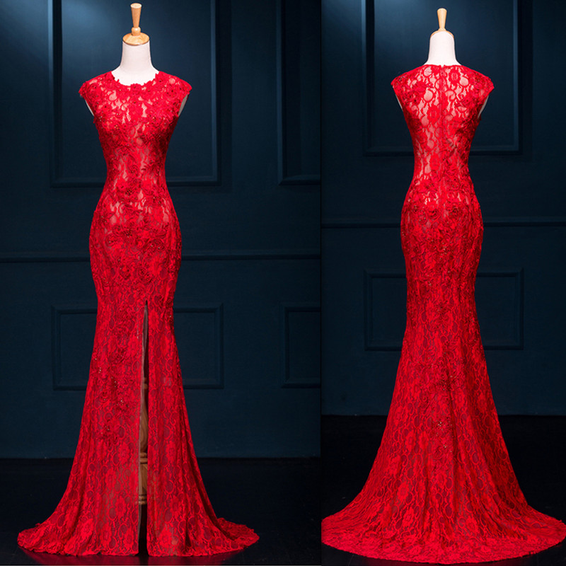 Red Chinese Dresses 2018 Long Cheongsam Style Lace Mermaid Slit Corset Special Occasions Gowns Crew Cap Sleeves Cheap Prom Dress, Ivory
Red Chinese Dresses 2018 Long Cheongsam Style Lace Mermaid Slit Corset Special Occasions Gowns Crew Cap Sleeves Cheap Prom Dress, Ivory
