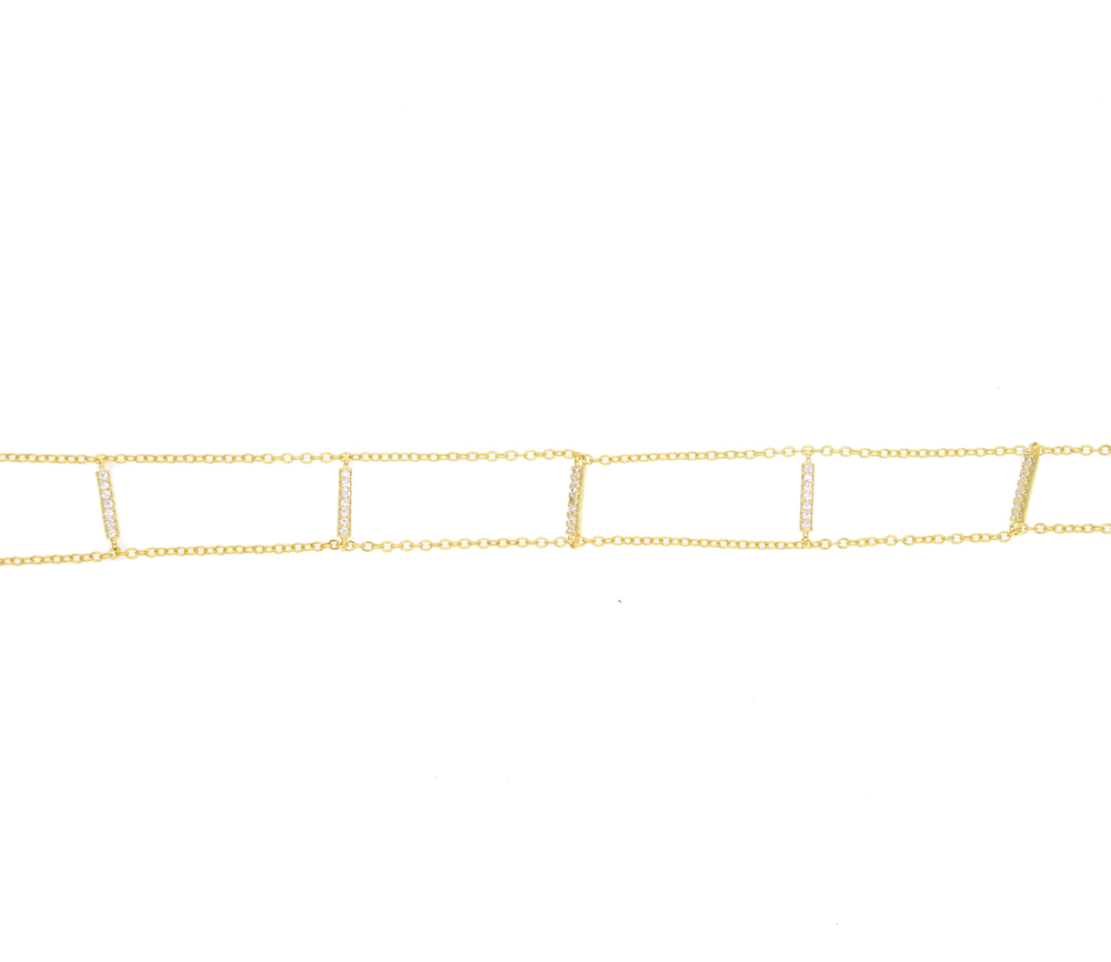 925 sterling silver double chain choker micro pave cz bar choker fashion delicate chain women ladies gift silver choker necklace