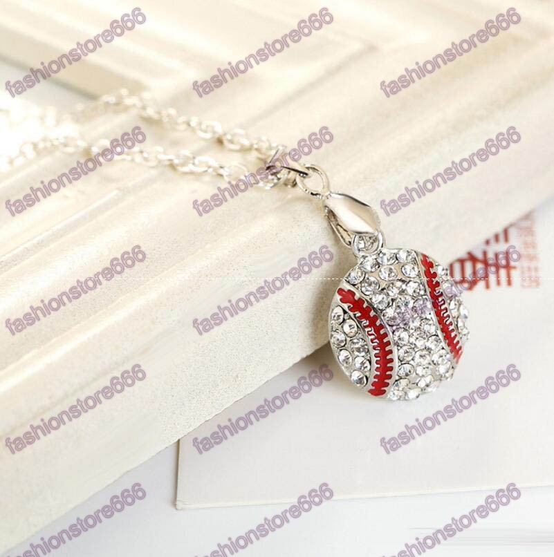 Crystal Baseball Pendant Necklaces Fashion Sports Jewelry Best Friend Gift For Team Club Base Ball Lovers