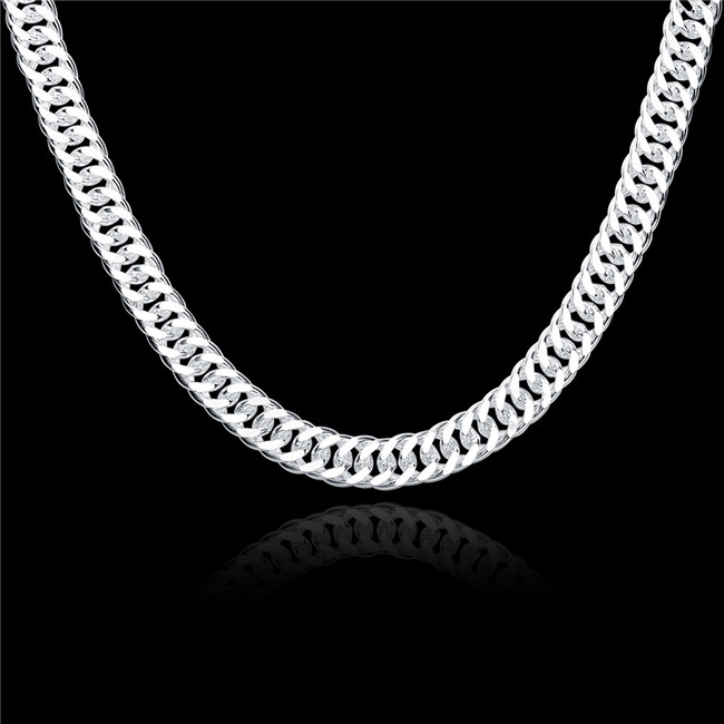Heavy 60g 10MM Full side necklace Men sterling silver plate necklace STSN039 silver Chains necklace factory