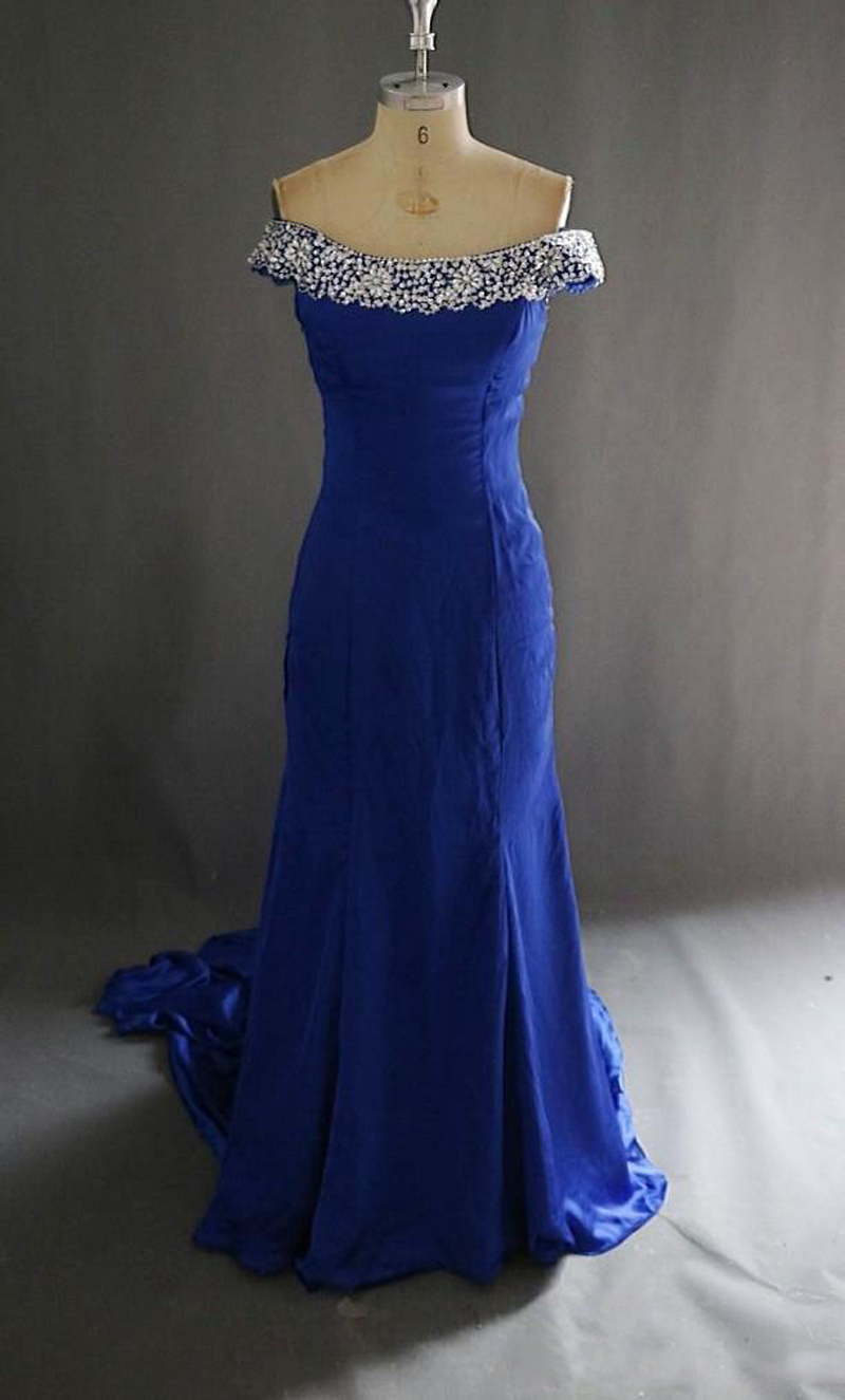 Real Picture Dusty Pink Bridesmaid Dresses Off The Shoulder Beads Watteau Ruched Zipper Mermaid Prom Dress Sweep Train Formal Dress