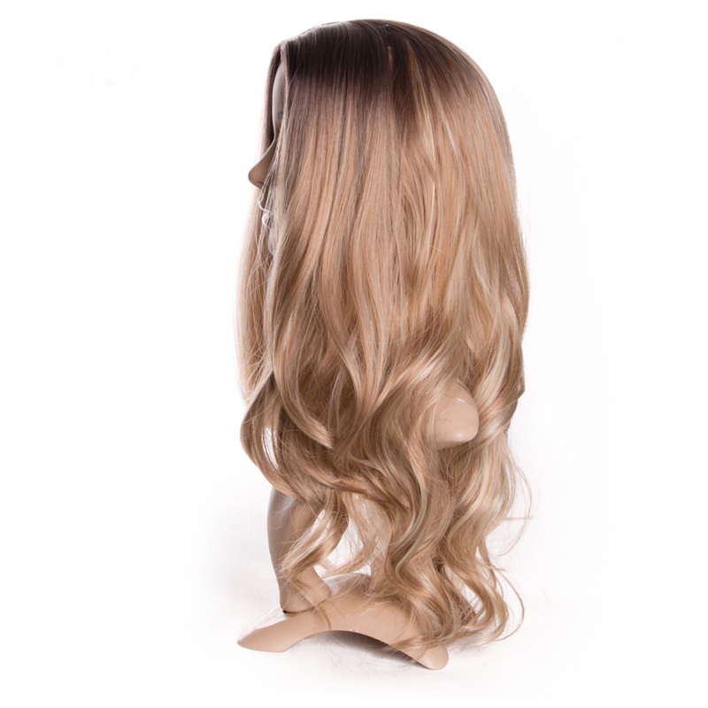 Fashion Long Wavy Hair Cosplay Blond Halloween Heat Resistant Fashion Women Synthetic wig Free Wig Cap