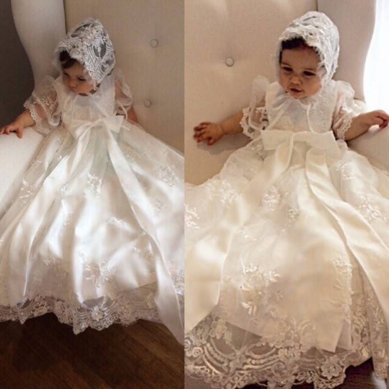 Chic Appliqued Christening Gowns With Sleeves For Baby Girls Christening Dresses Baptism Robe Lace Baby First Communication Dress, White
Chic Appliqued Christening Gowns With Sleeves For Baby Girls Christening Dresses Baptism Robe Lace Baby First Communication Dress, White
