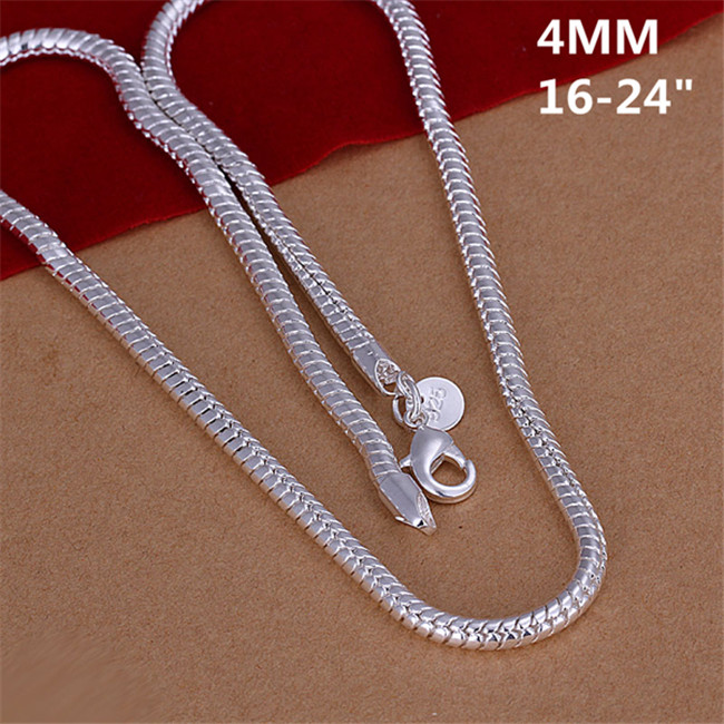 High grade 4MM snake bone necklace Men sterling silver plate necklace N191, brand new fashion 925 silver Chains necklace factory direct sale