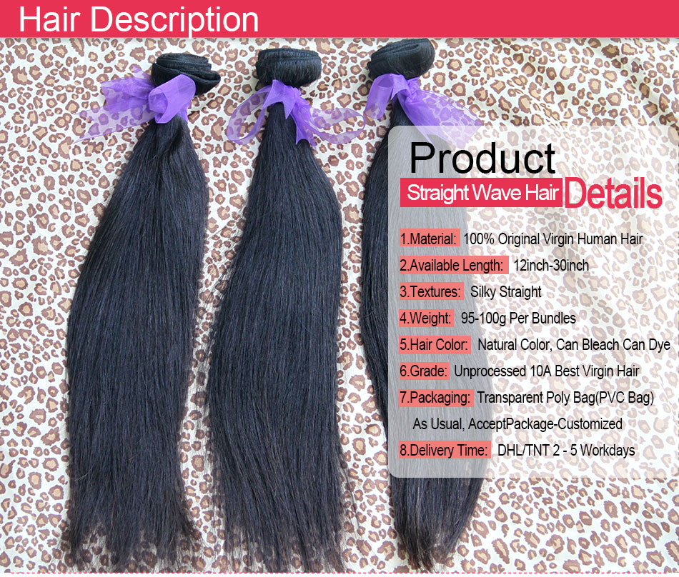 Best 10A Can Bleach UP 2 Years Life Unprocessed Brazilian Peruvian Indian Malaysian Straight Human Hair Weave Natural Color Double Wefts