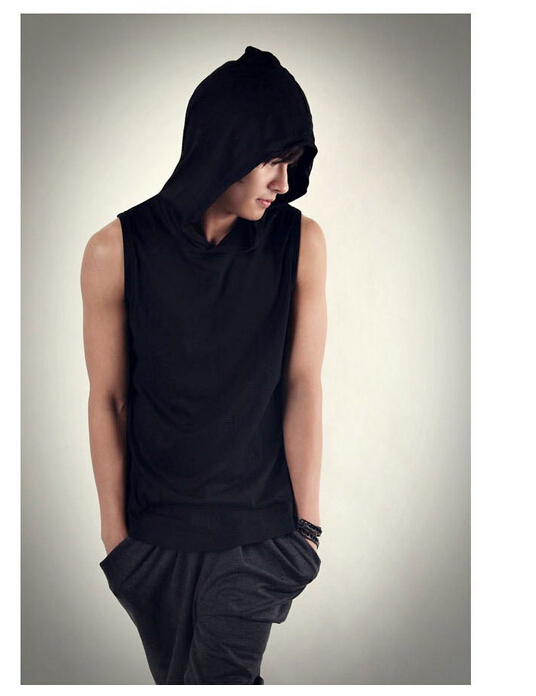 Wholesale-IMC Hot Sale New 2016 Summer Men's Sleeveless Hoodies Casual Men Sport Hoodies Black/White Men's Thin Hooded Vest