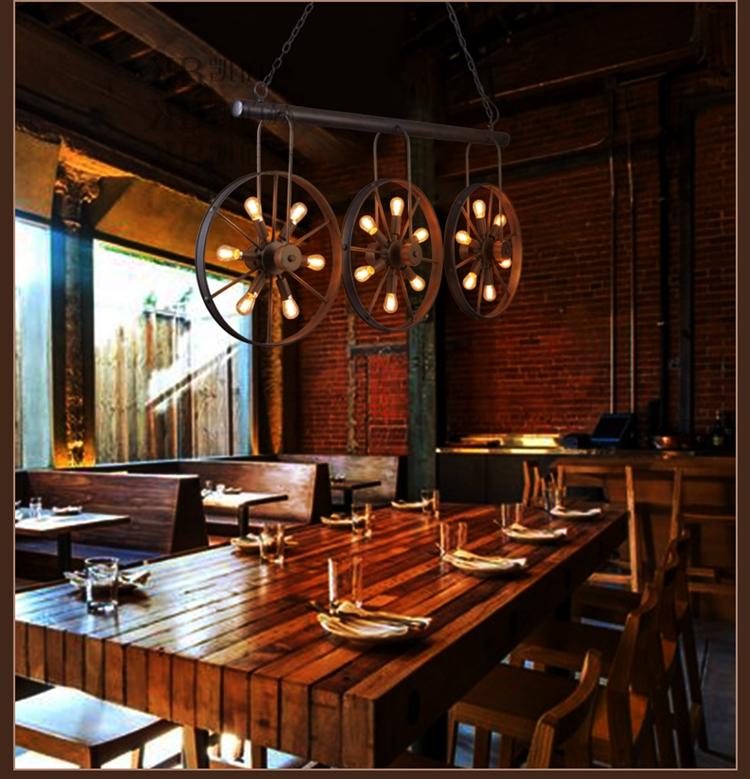 Pendant Lamp Vintage Loft Chandelier Industrial Wind Wheel Creative Cafe Restaurant Personality Retro American Country Iron Chandeliers