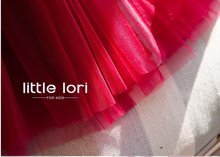 Elegant Girl Summer Dresses 2016 Red Chiffon Girls Wedding Party Birthday Dress Girl Baptism Vestidos with Big Bow 6M-12Y