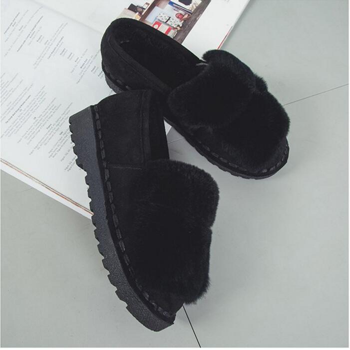 SELL Factory boots women's BLACK shoes winter hot style thermal wool casual flat shoes