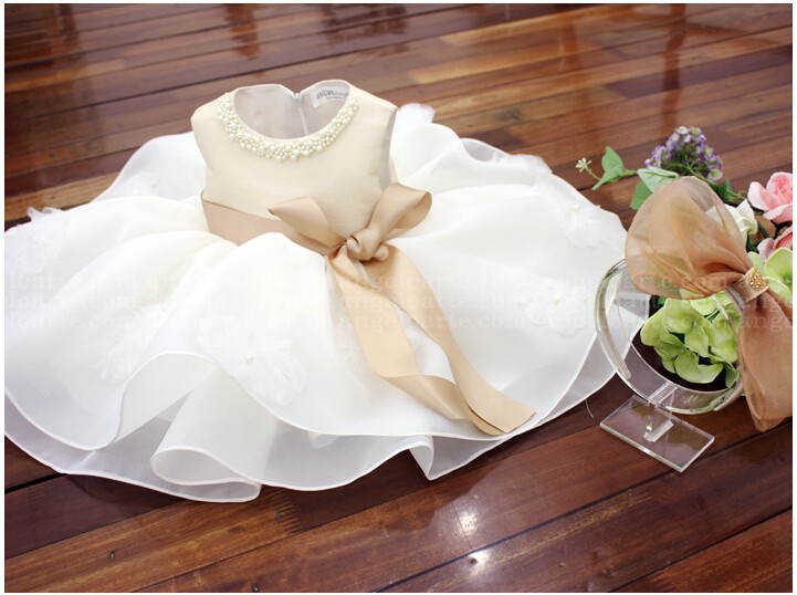 Champagne Summer Baby girls TUTU Dresses For 1st birthday Party, Christening vestidos,infant wedding outfit