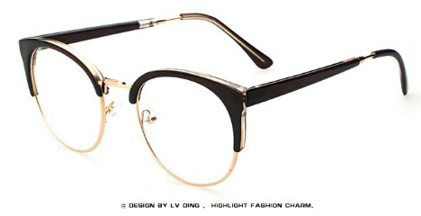 Fashion Cat Eye Half Metal Frame Glasses For Women/Men Retro Vintage Unisex Glasses Big Frame Slim Face Eyewear Glasses