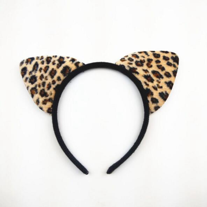 Cat Ears Headband Leopard Cartoon Hair Band Children Girls Headwear Xmas Party Hair Accessories Masquerade Supplies YW189