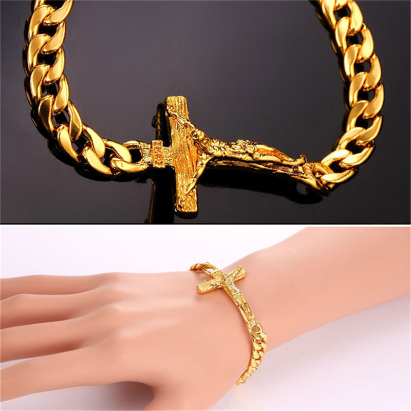 Crucifix Cross Charm Bracelet 18K Real Gold/Platinum/Rose Gold Plated Cuban Chain Cross Bracelet for Women/Men
Crucifix Cross Charm Bracelet 18K Real Gold/Platinum/Rose Gold Plated Cuban Chain Cross Bracelet for Women/Men