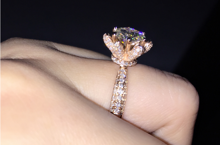 Victoria Wieck Brand Desgin Luxury Jewelry 925 Sterling Silver Rose Gold Round Cut White Topaz CZ Diamond Women Wedding Lotus Flower Ring