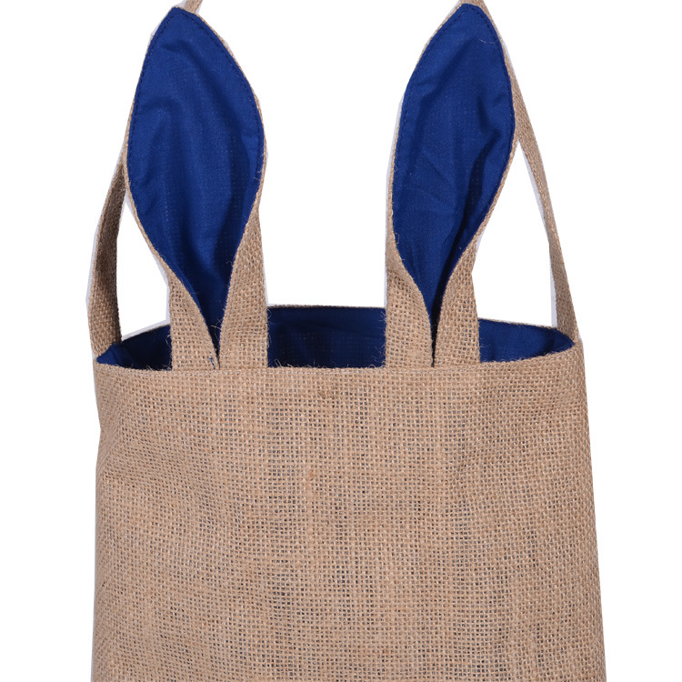 Cute Cotton And Linen Easter Bunny Ears Basket Bag For Easter Gift Packing Easter Handbag For Child Fine Festival Gift